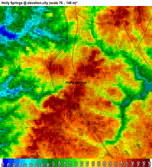 Holly Springs elevation map