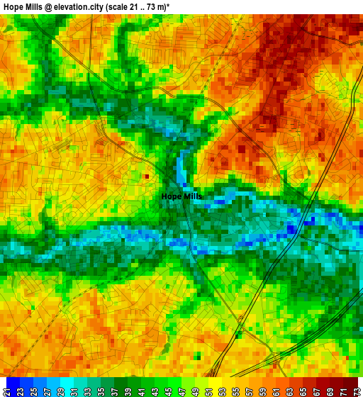 Hope Mills elevation map