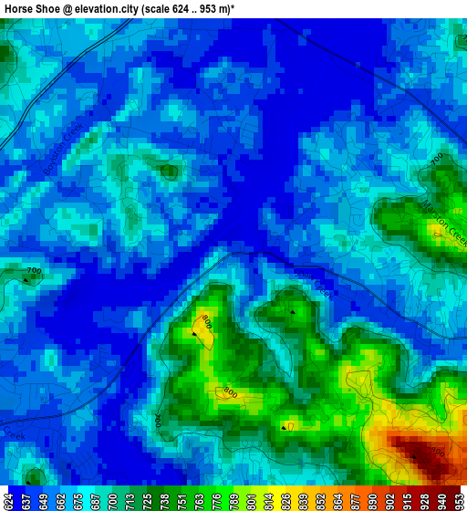 Horse Shoe elevation map