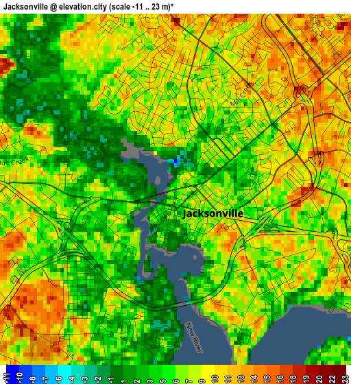 Jacksonville elevation map