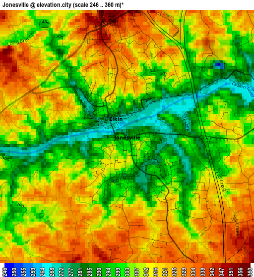 Jonesville elevation map