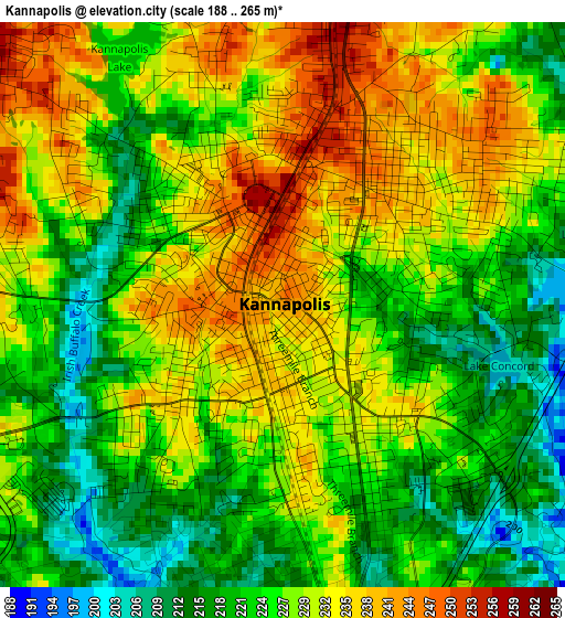 Kannapolis elevation map