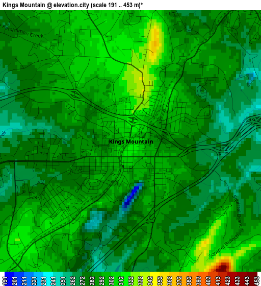 Kings Mountain elevation map