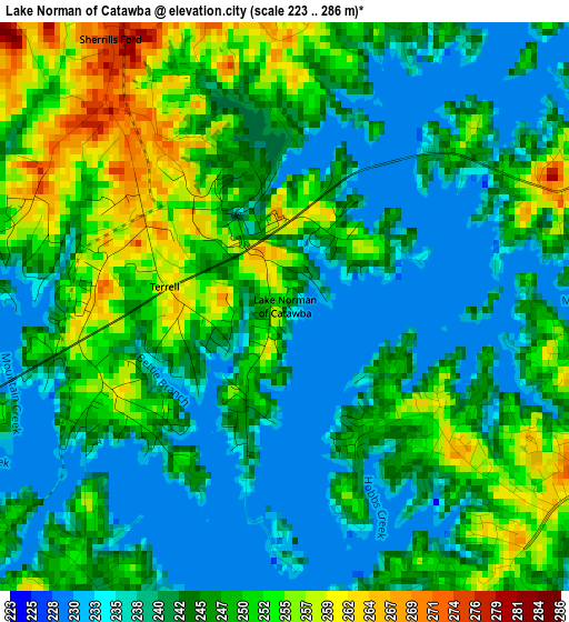 Lake Norman of Catawba elevation map