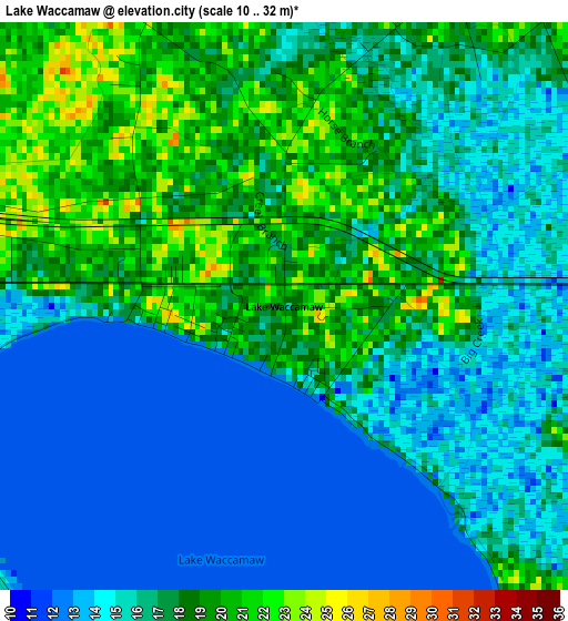 Lake Waccamaw elevation map