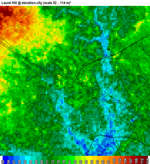 Laurel Hill elevation map