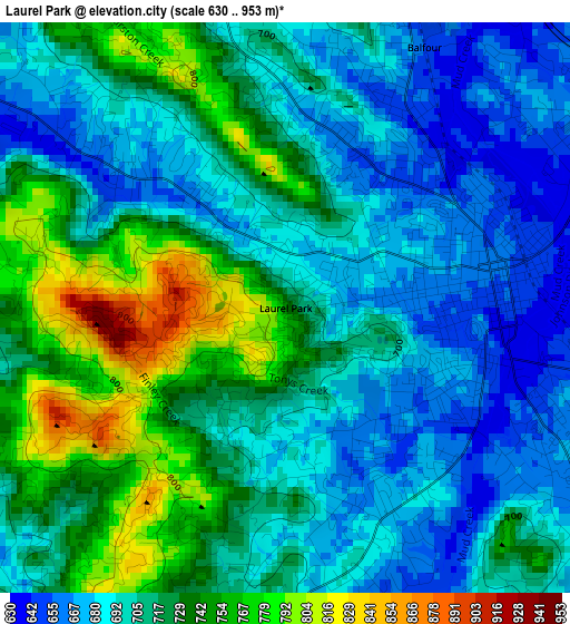 Laurel Park elevation map