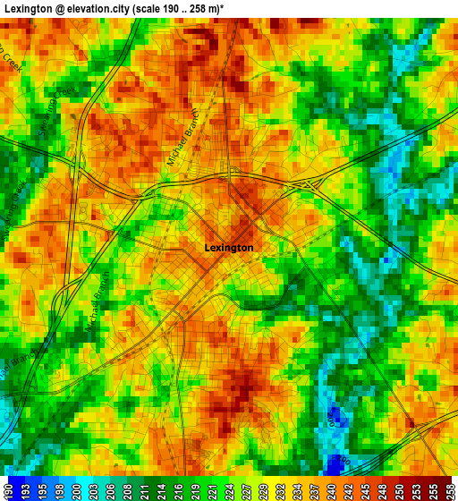 Lexington elevation map