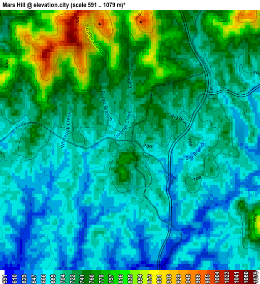 Mars Hill elevation map