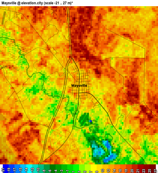 Maysville elevation map