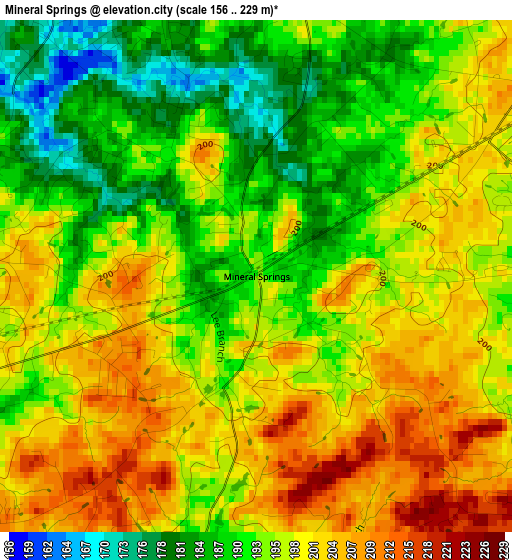 Mineral Springs elevation map