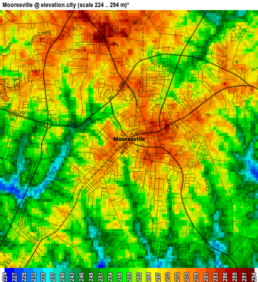 Mooresville elevation map