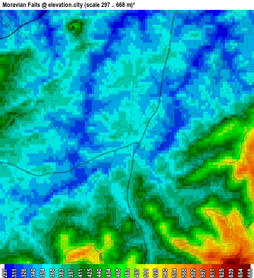 Moravian Falls elevation map