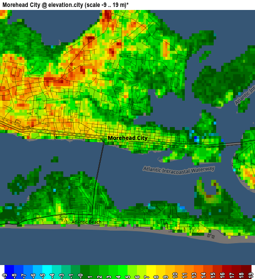 Morehead City elevation map