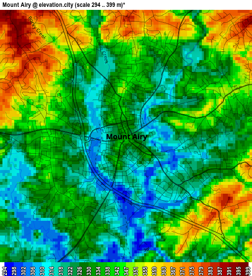 Mount Airy elevation map