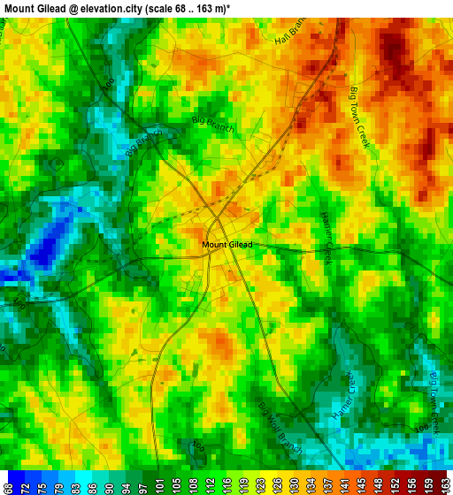 Mount Gilead elevation map