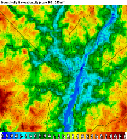 Mount Holly elevation map
