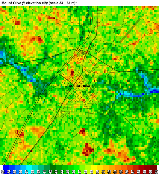 Mount Olive elevation map