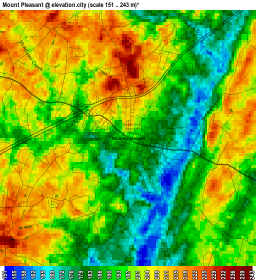 Mount Pleasant elevation map