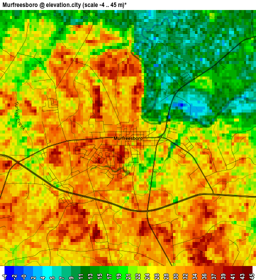 Murfreesboro elevation map