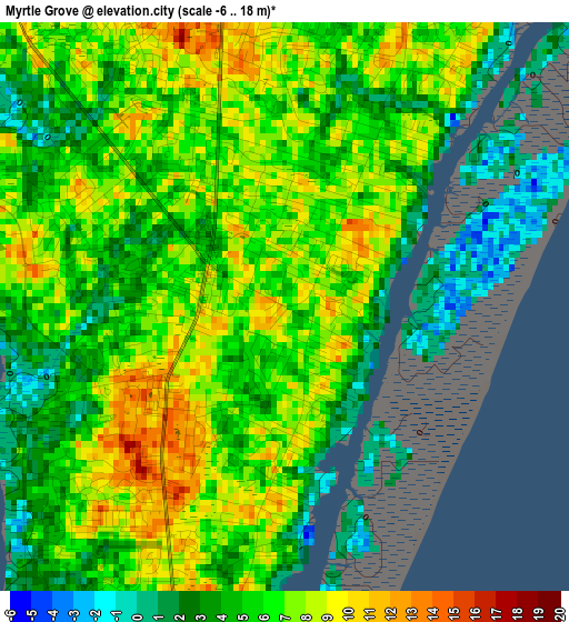 Myrtle Grove elevation map