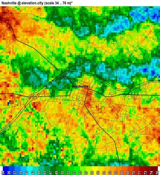 Nashville elevation map