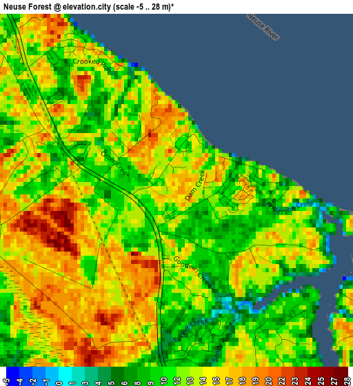 Neuse Forest elevation map