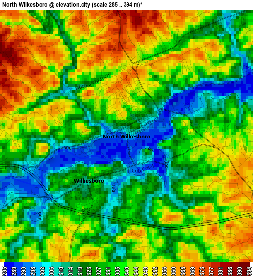 North Wilkesboro elevation map