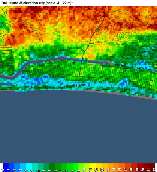 Oak Island elevation map