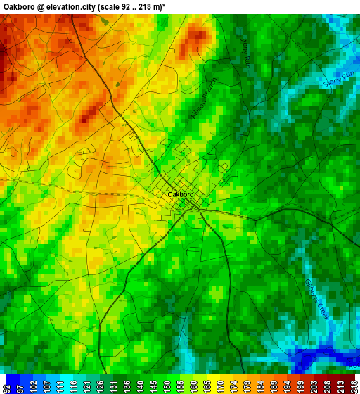 Oakboro elevation map