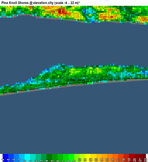 Pine Knoll Shores elevation map