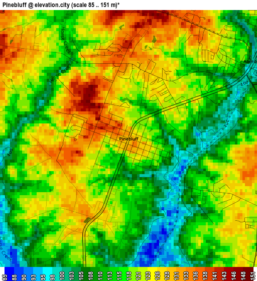 Pinebluff elevation map