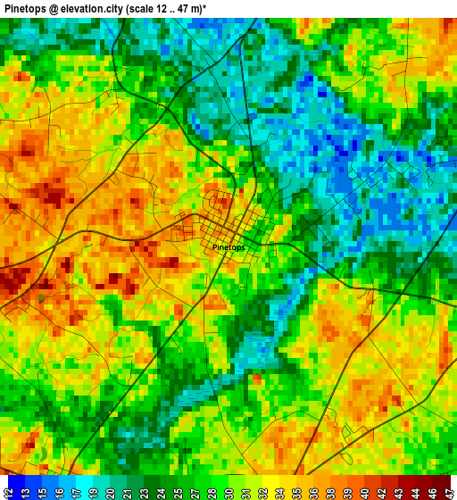 Pinetops elevation map