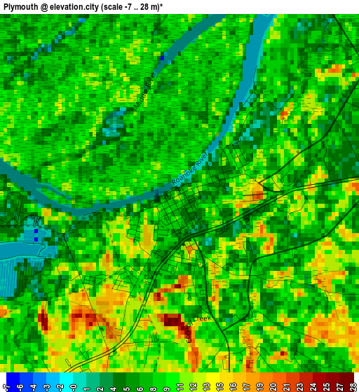 Plymouth elevation map