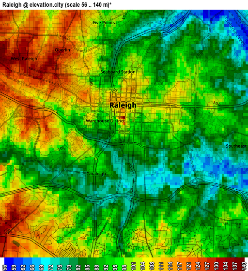 Raleigh elevation map