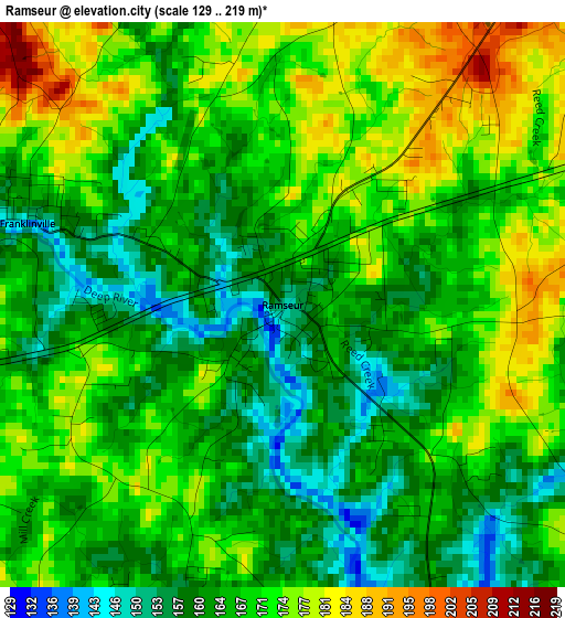 Ramseur elevation map