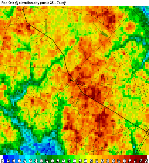 Red Oak elevation map