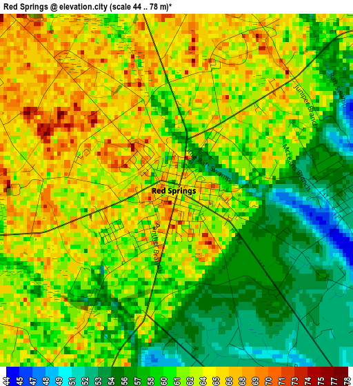 Red Springs elevation map