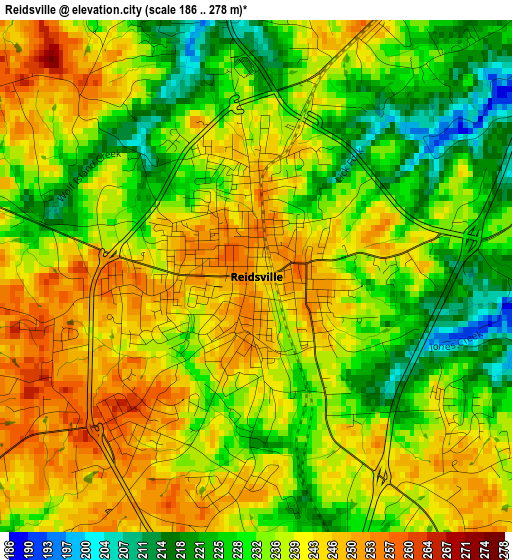 Reidsville elevation map