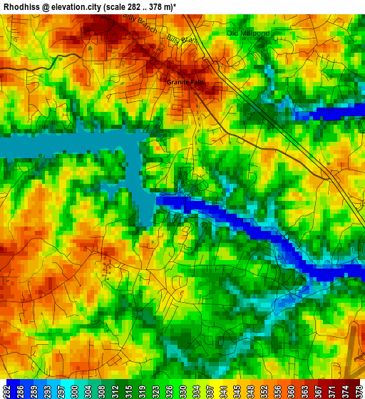 Rhodhiss elevation map