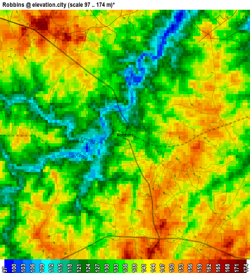 Robbins elevation map