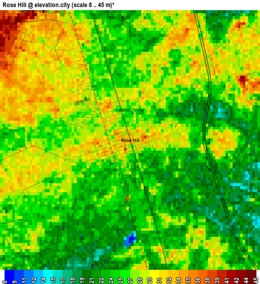 Rose Hill elevation map