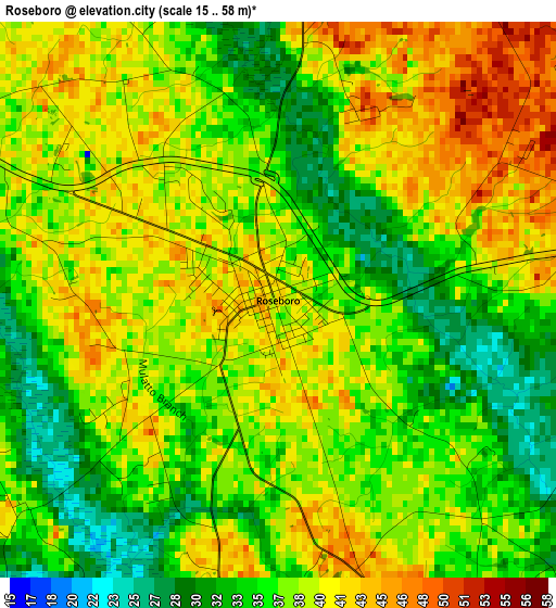 Roseboro elevation map