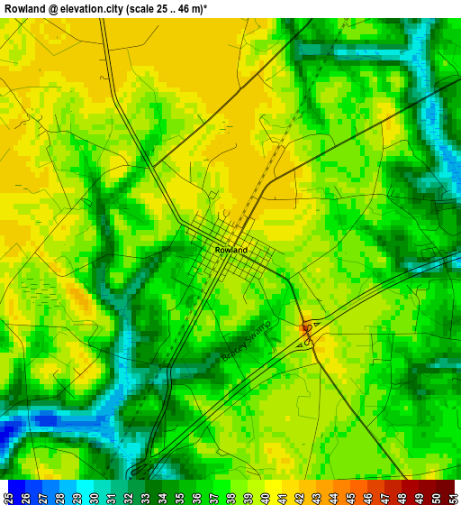 Rowland elevation map