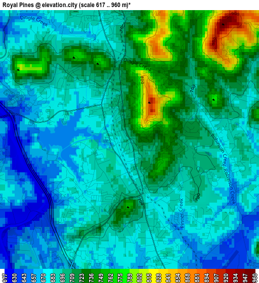 Royal Pines elevation map