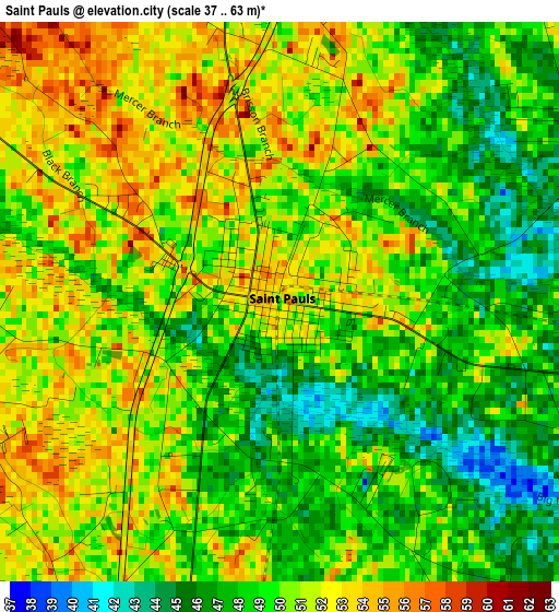 Saint Pauls elevation map