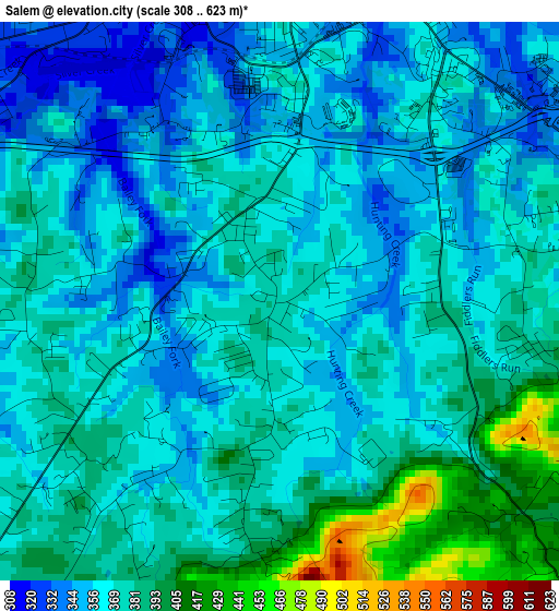 Salem elevation map