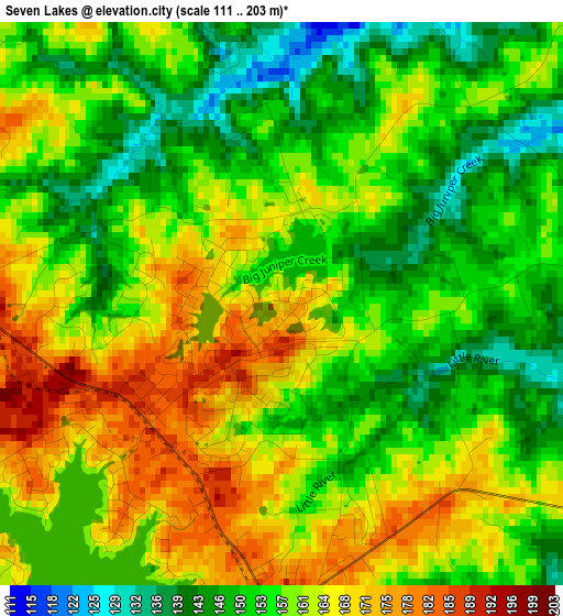 Seven Lakes elevation map