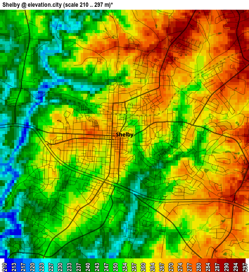 Shelby elevation map