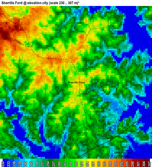 Sherrills Ford elevation map